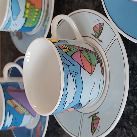 NEW - Nautical Themed Espresso Cups and Saucers - Set of 6 - Picture 4 of 14